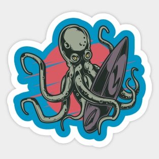 Surfing Octopus Sticker